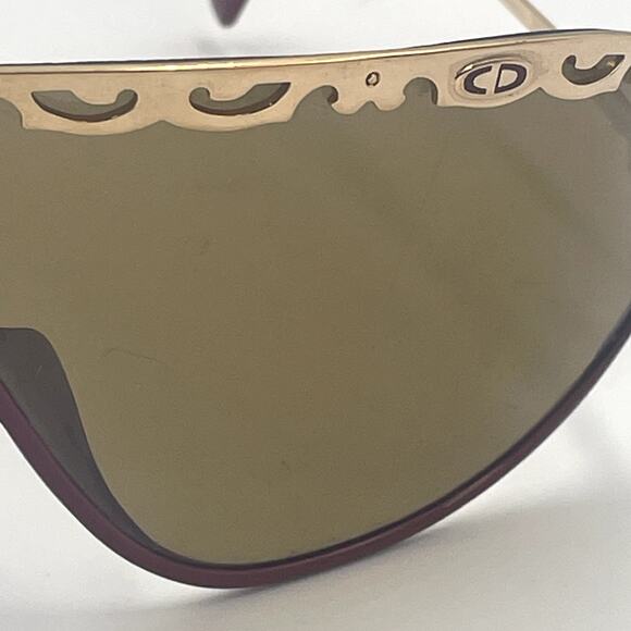 Vintage Christian Dior 2501 Sunglasses Gold Tone Red Frame Brown Polarized Lens - Picture 4 of 13
